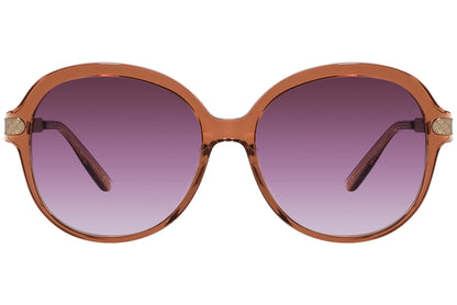 Bottega Veneta Pink Color Round Sunglasses Viewed From Front Angle.