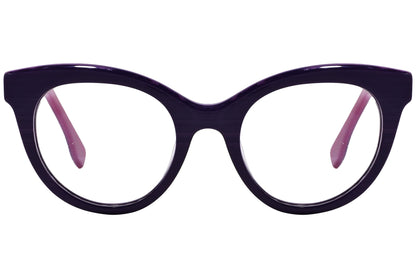 Bs Cat-Eye Purple Eyeglasses Frame Viewed From Front Angle.