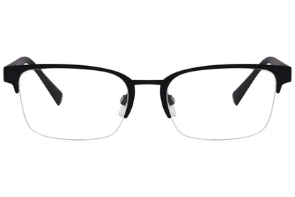 Burberry Rectangle Black Eyeglasses Frame Viewed From Front Angle.