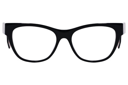 Burberry Rectangle Black Eyeglasses Frame Viewed From Front Angle.