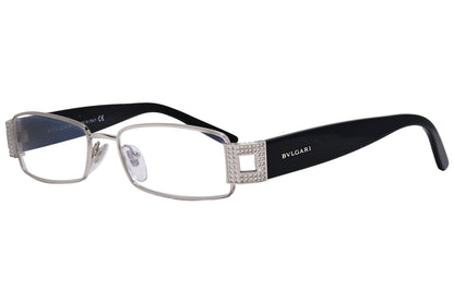 Bvlgari Rectangle Black Eyeglasses Frame Viewed From A 45-Degree Angle.