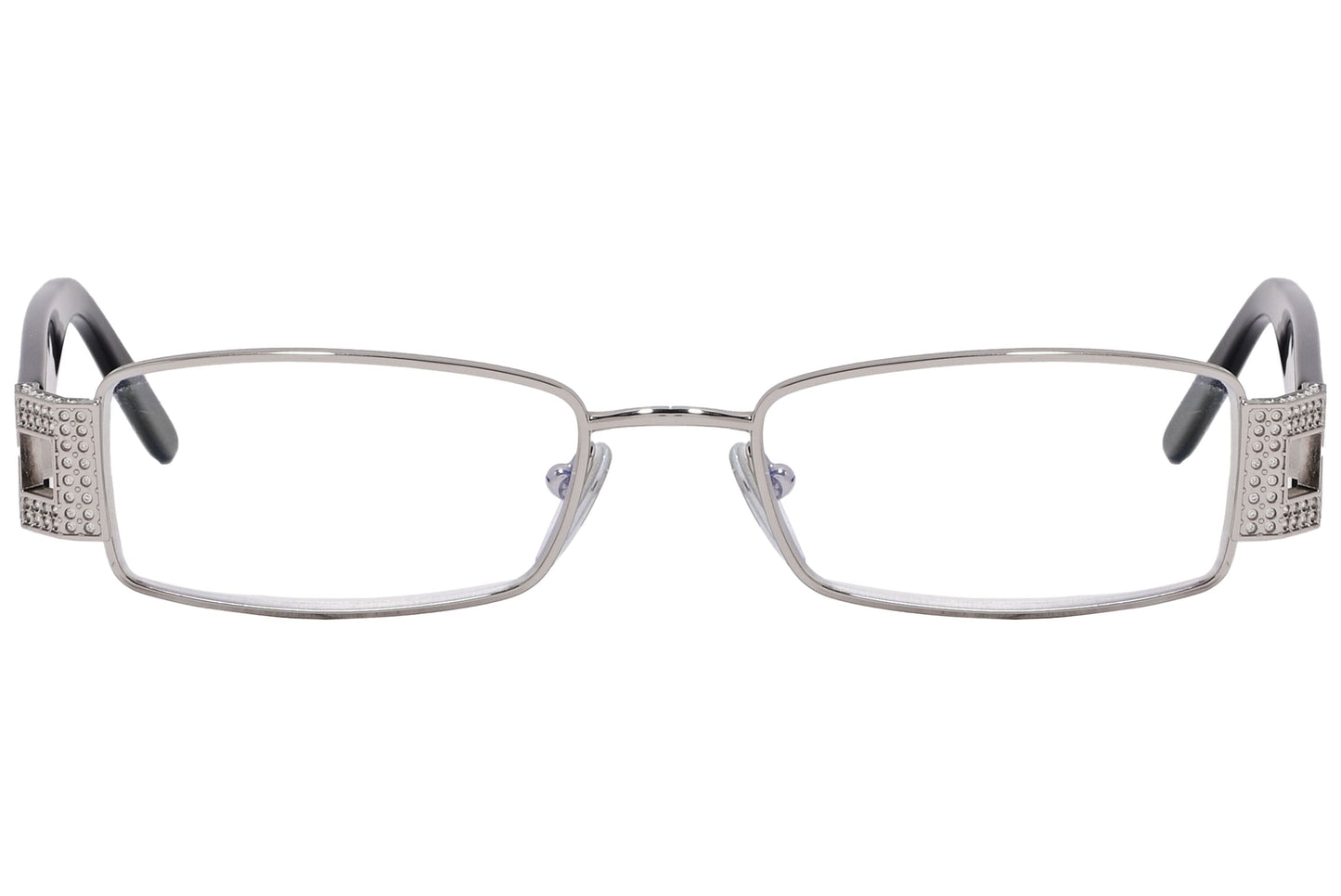 Bvlgari Rectangle Black Eyeglasses Frame Viewed From Front Angle.