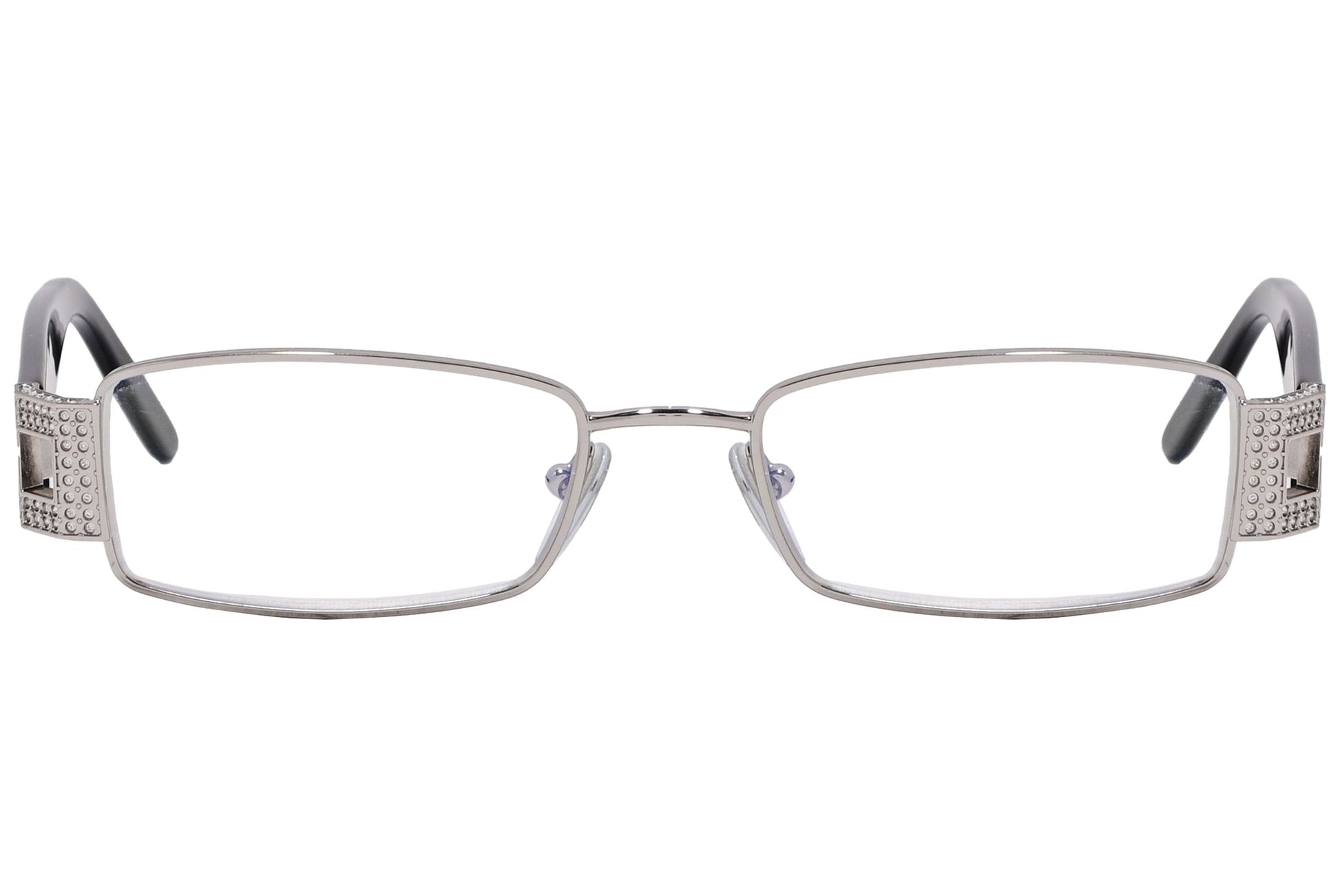 Bvlgari Rectangle Black Eyeglasses Frame Viewed From Front Angle.