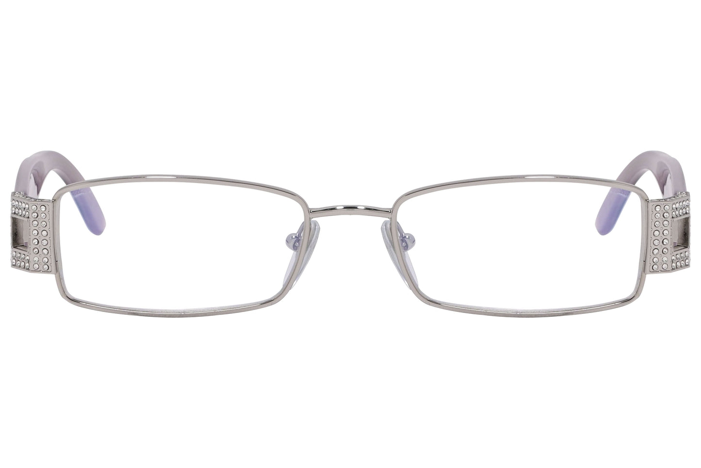 Bvlgari Rectangle Purple Eyeglasses Frame Viewed From Front Angle.