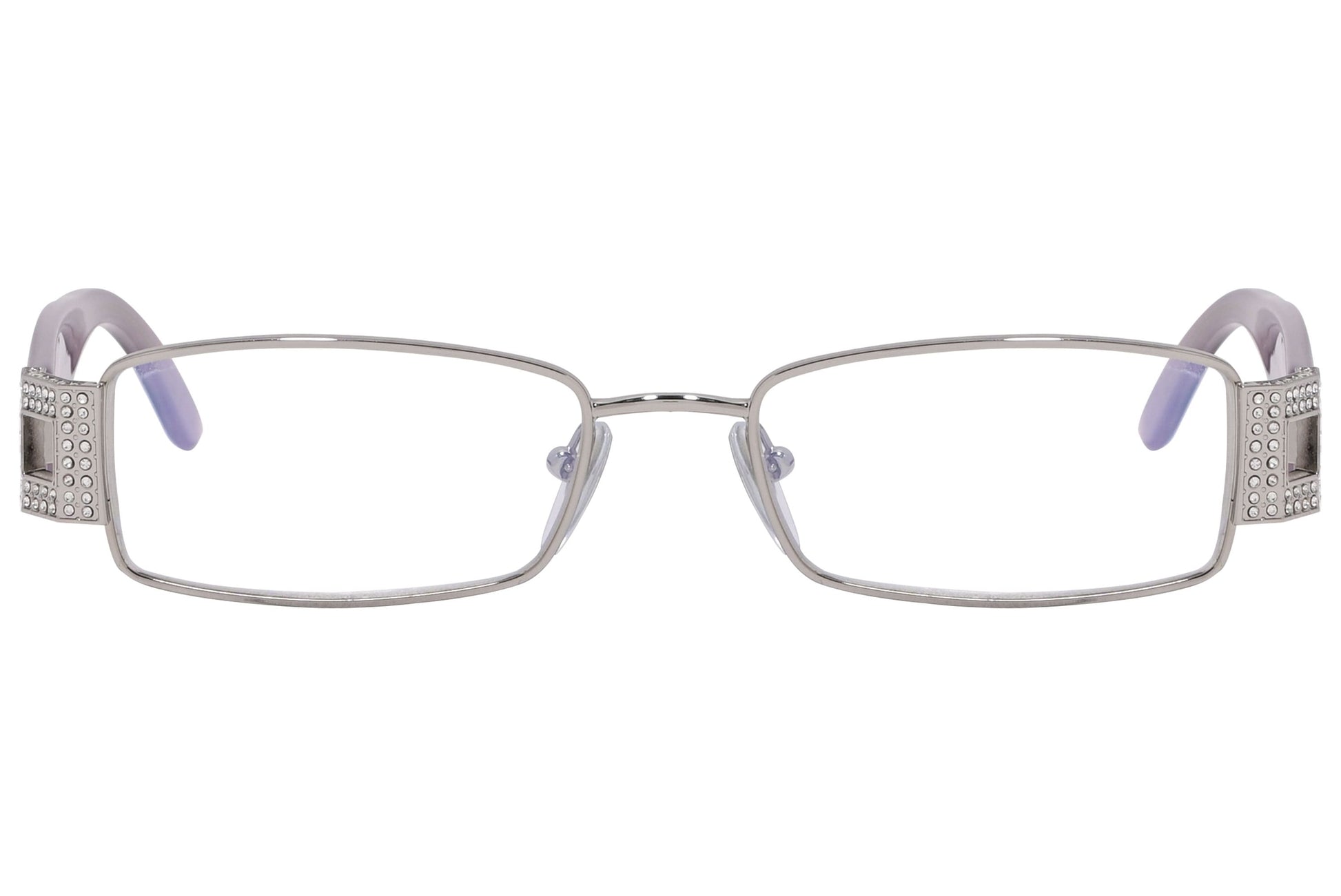 Bvlgari Rectangle Purple Eyeglasses Frame Viewed From Front Angle.