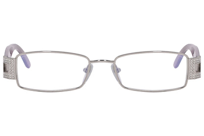 Bvlgari Rectangle Purple Eyeglasses Frame Viewed From Front Angle.