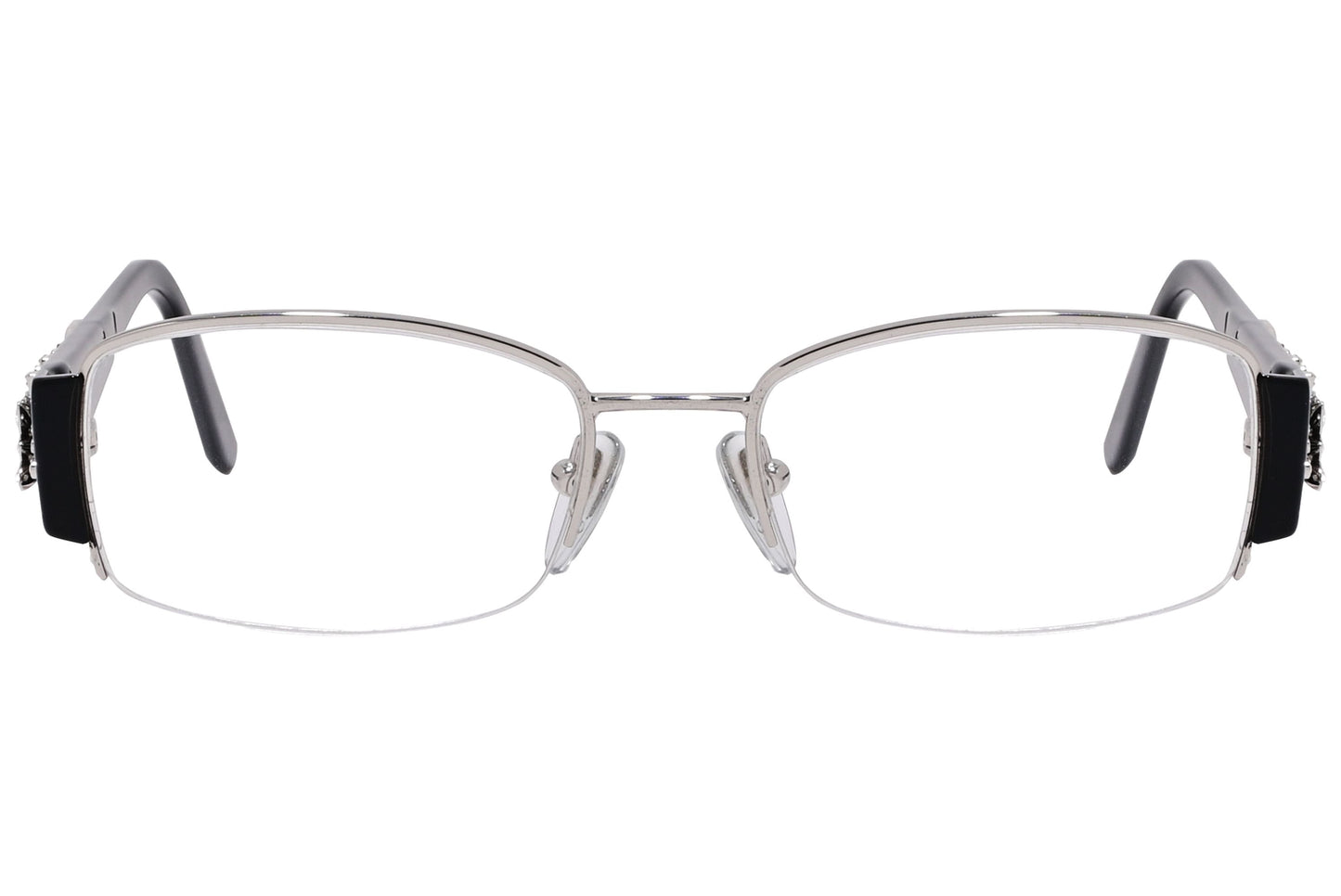 Bvlgari Rectangle Black Eyeglasses Frame Viewed From Front Angle.