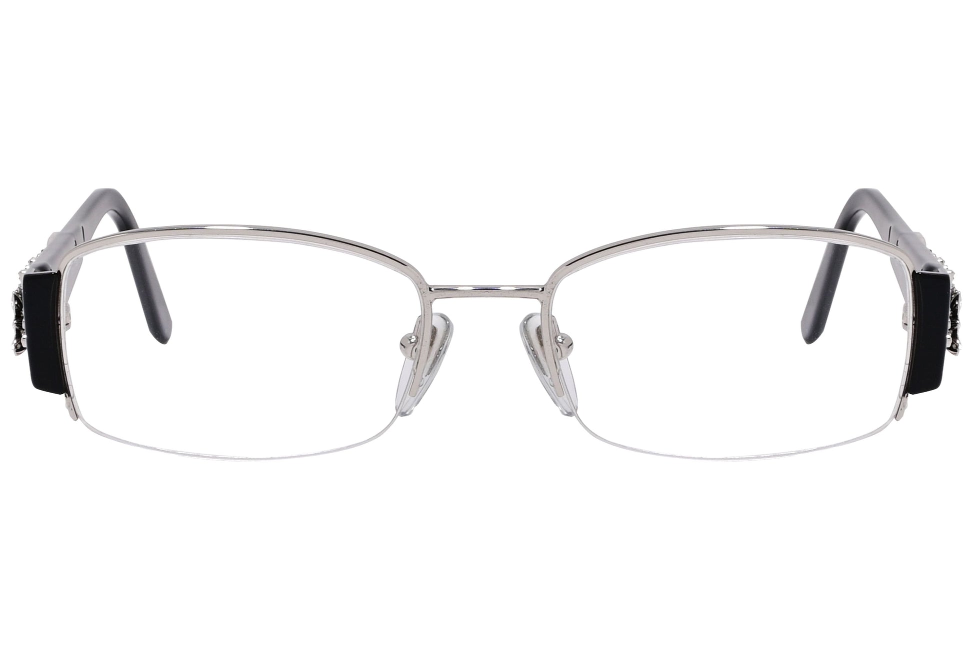 Bvlgari Rectangle Black Eyeglasses Frame Viewed From Front Angle.