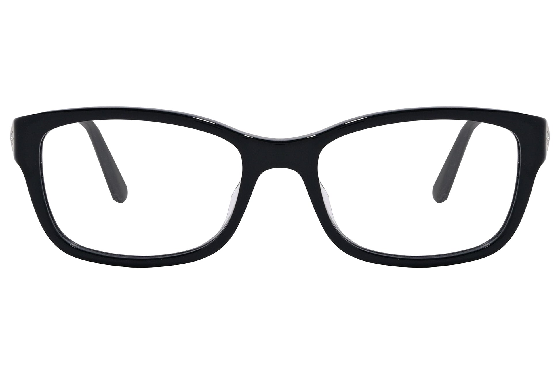 Bvlgari Rectangle Black Eyeglasses Frame Viewed From Front Angle.