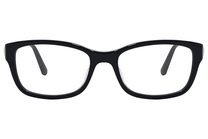 Bvlgari Rectangle Black Eyeglasses Frame Viewed From Front Angle.