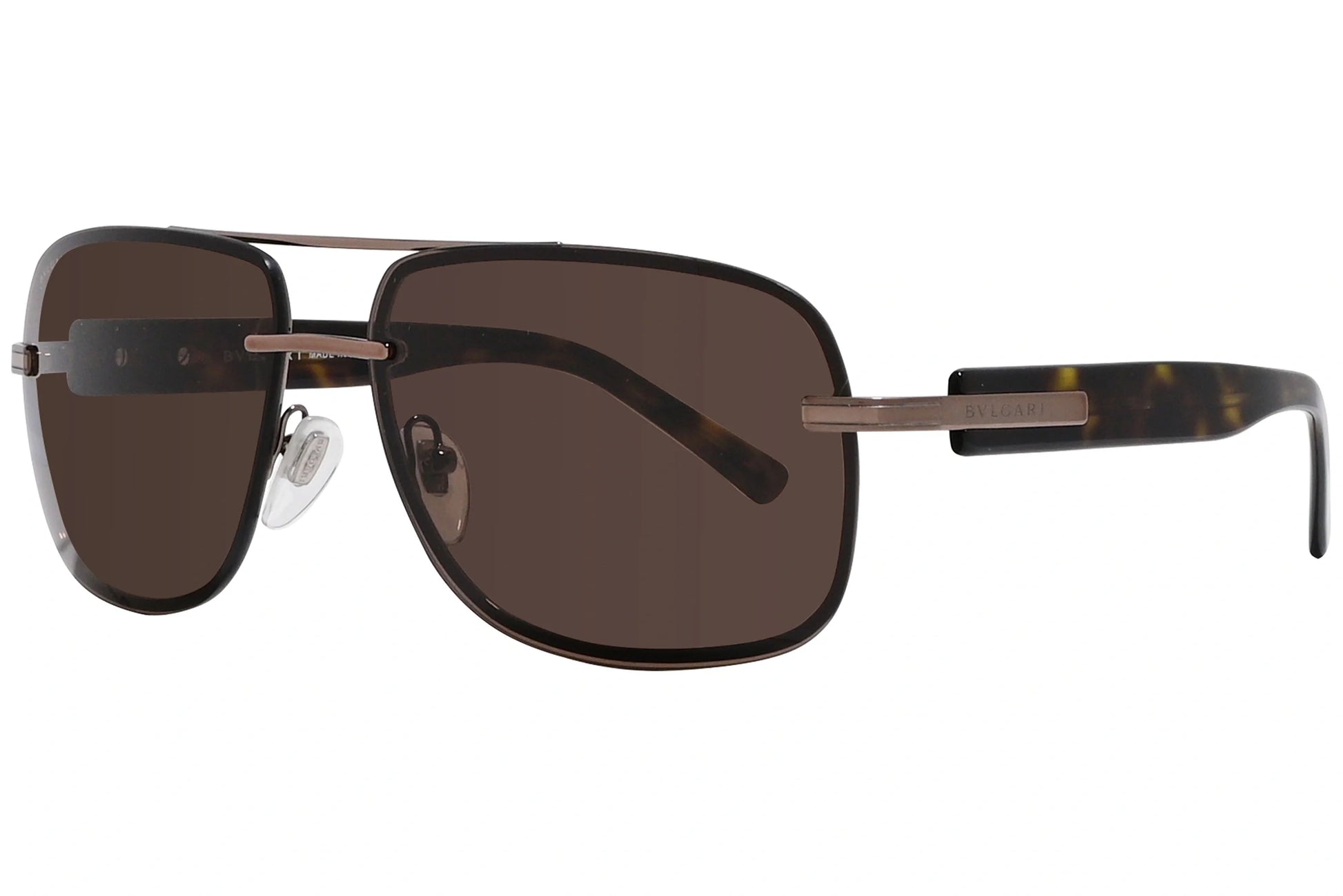 Bvlgari Bronze Color Aviator Sunglasses Viewed From A 45-Degree Angle.