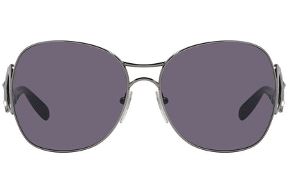 Bvlgari Gray Color Wrap Around Sunglasses Viewed From Front Angle.