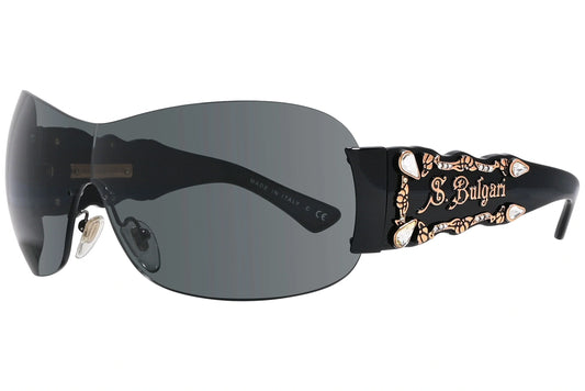 Bvlgari Black Color Wrap Around Sunglasses Viewed From A 45-Degree Angle.