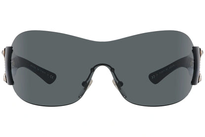 Bvlgari Black Color Wrap Around Sunglasses Viewed From Front Angle.