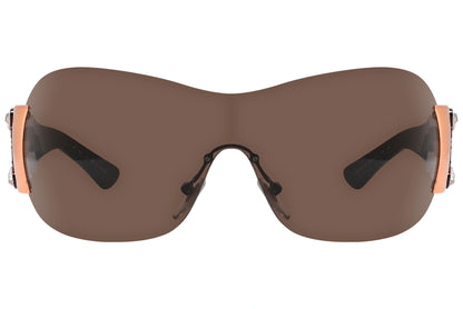 Bvlgari Brown Color Wrap Around Sunglasses Viewed From Front Angle.