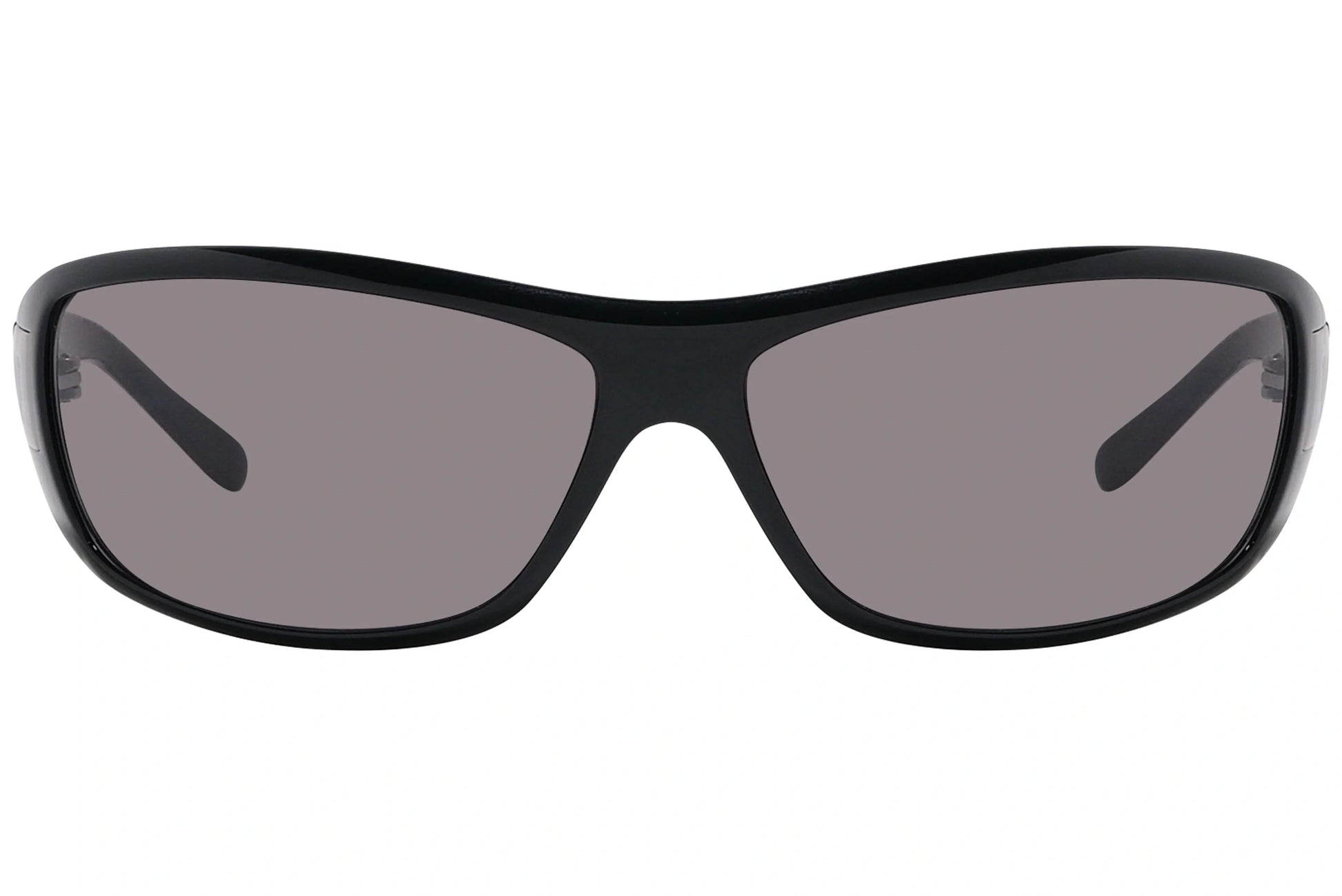 Bvlgari Black Color Wrap Around Sunglasses Viewed From Front Angle.