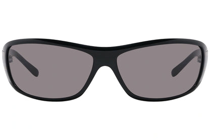 Bvlgari Black Color Wrap Around Sunglasses Viewed From Front Angle.