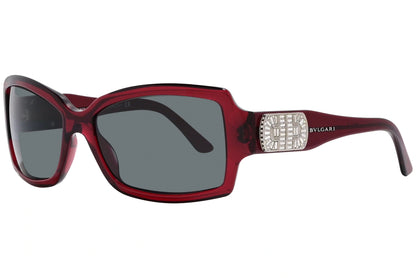 Bvlgari Red Color Rectangle Sunglasses Viewed From A 45-Degree Angle.