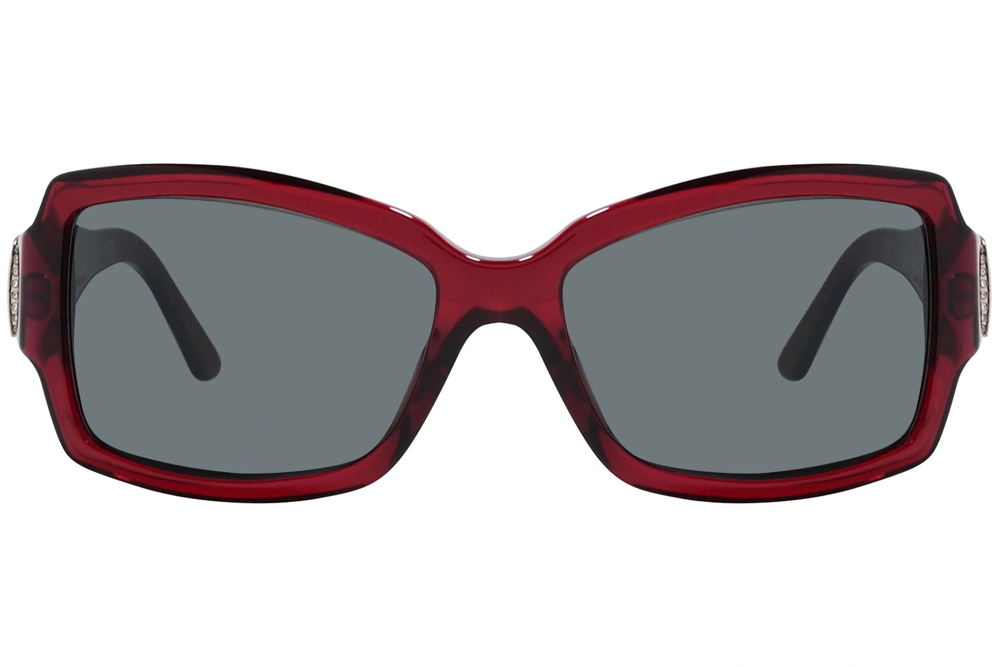 Bvlgari Red Color Rectangle Sunglasses Viewed From Front Angle.