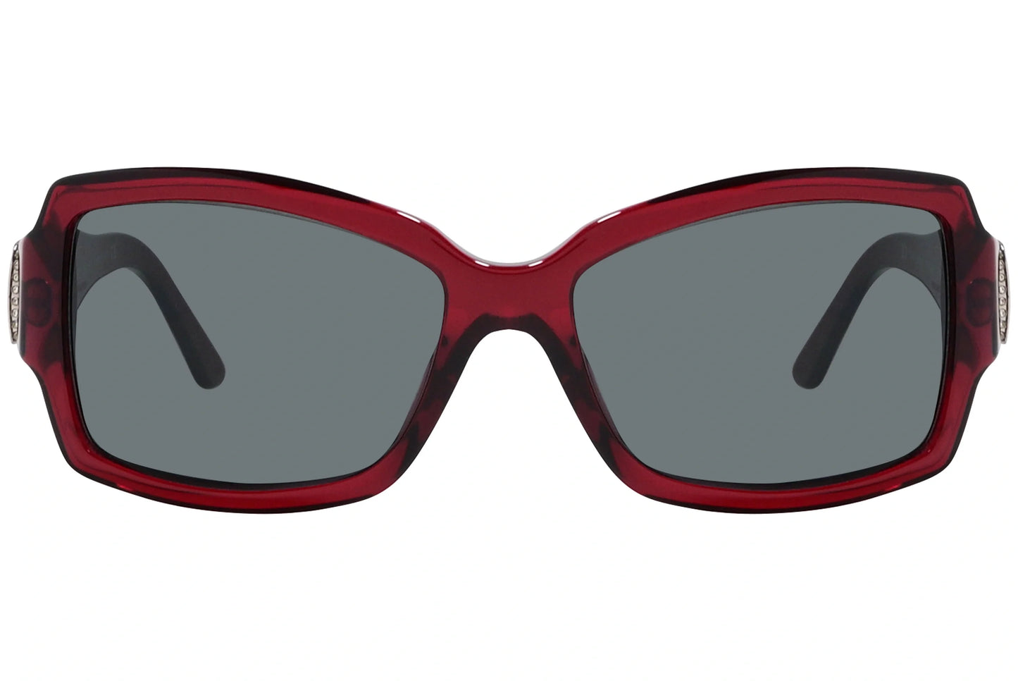 Bvlgari Red Color Rectangle Sunglasses Viewed From Front Angle.