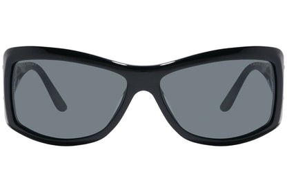 Bvlgari Black Color Wrap Around Sunglasses Viewed From Front Angle.