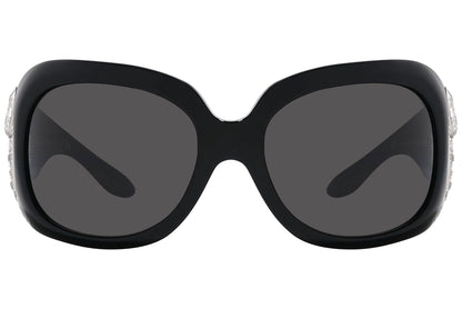 Bvlgari Black Color Wrap Around Sunglasses Viewed From Front Angle.