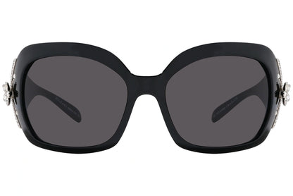 Bvlgari Black Color Wrap Around Sunglasses Viewed From Front Angle.