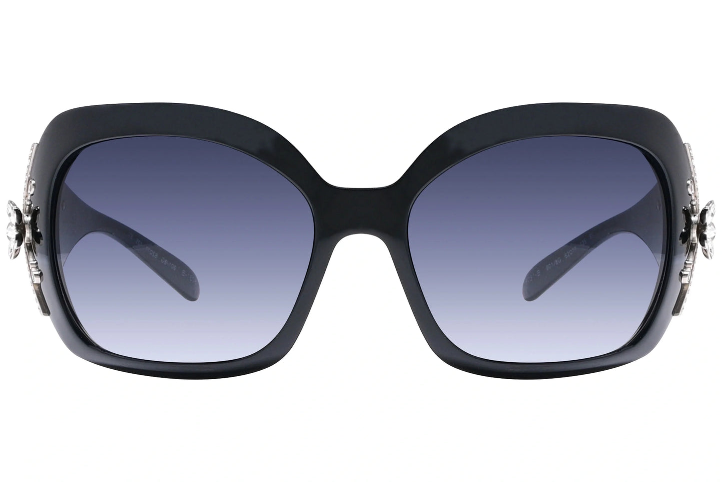 Bvlgari Black Color Wrap Around Sunglasses Viewed From Front Angle.