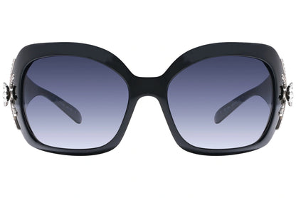 Bvlgari Black Color Wrap Around Sunglasses Viewed From Front Angle.