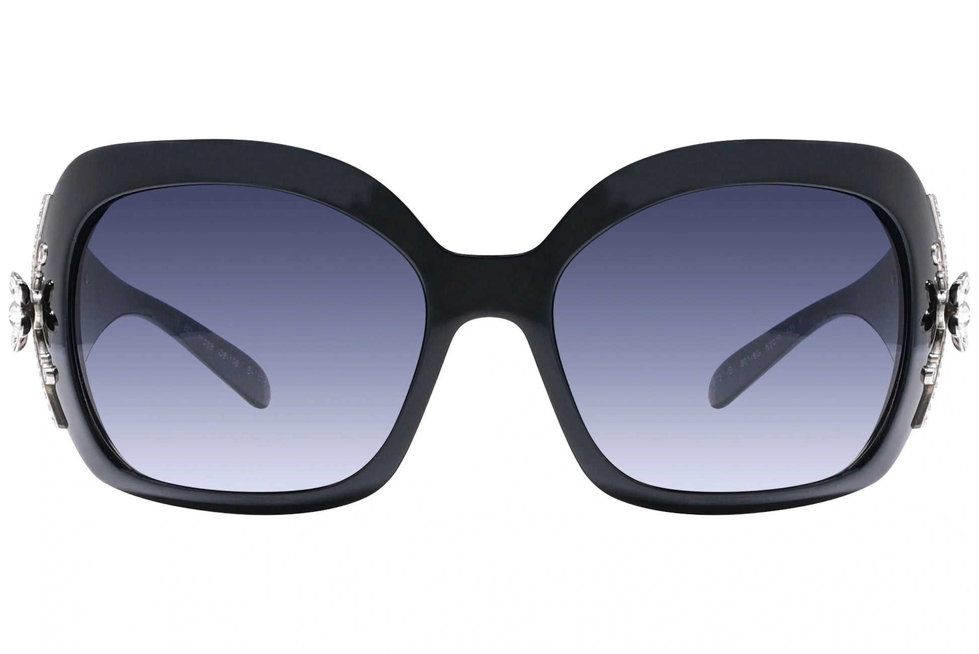 Bvlgari Black Color Wrap Around Sunglasses Viewed From Front Angle.