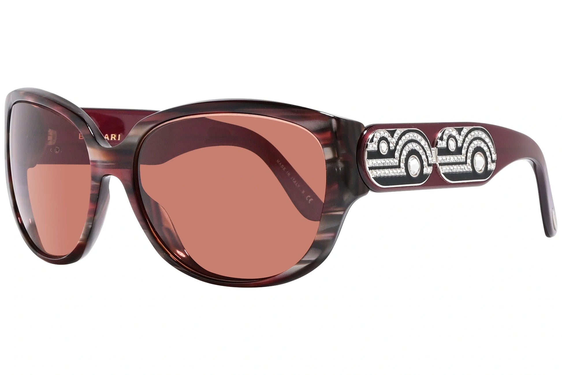 Bvlgari Red Color Geometric Sunglasses Viewed From A 45-Degree Angle.