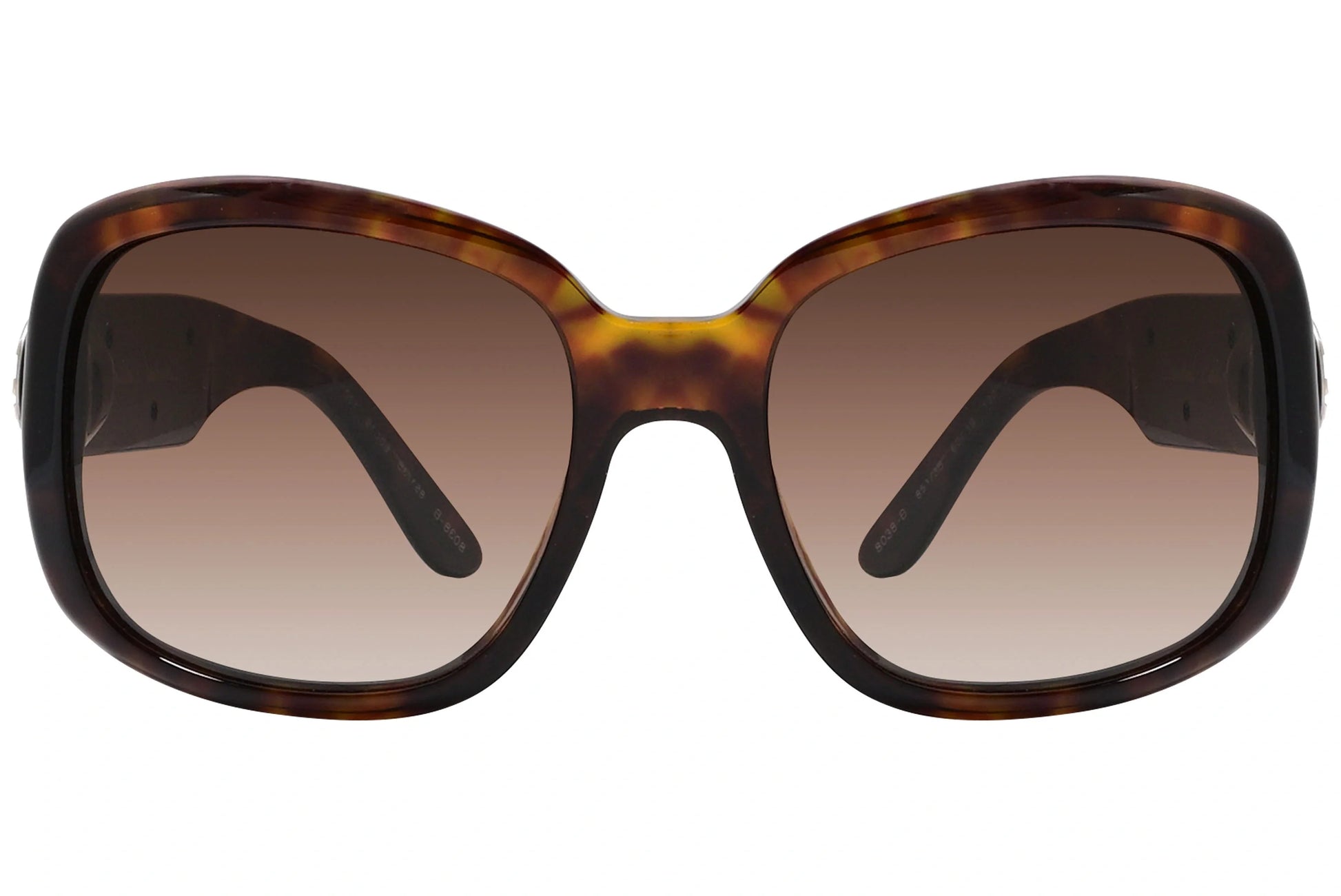 Bvlgari Tortoise Color Geometric Sunglasses Viewed From Front Angle.