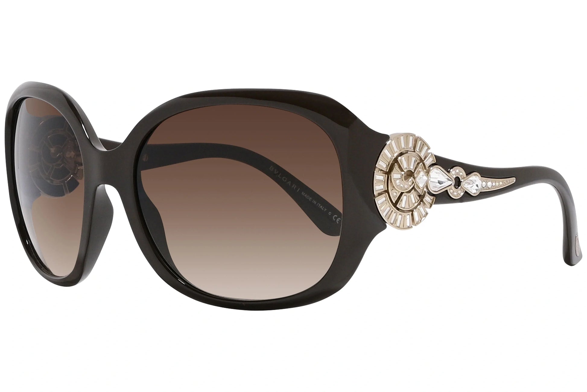 Bvlgari Brown Color Geometric Sunglasses Viewed From A 45-Degree Angle.