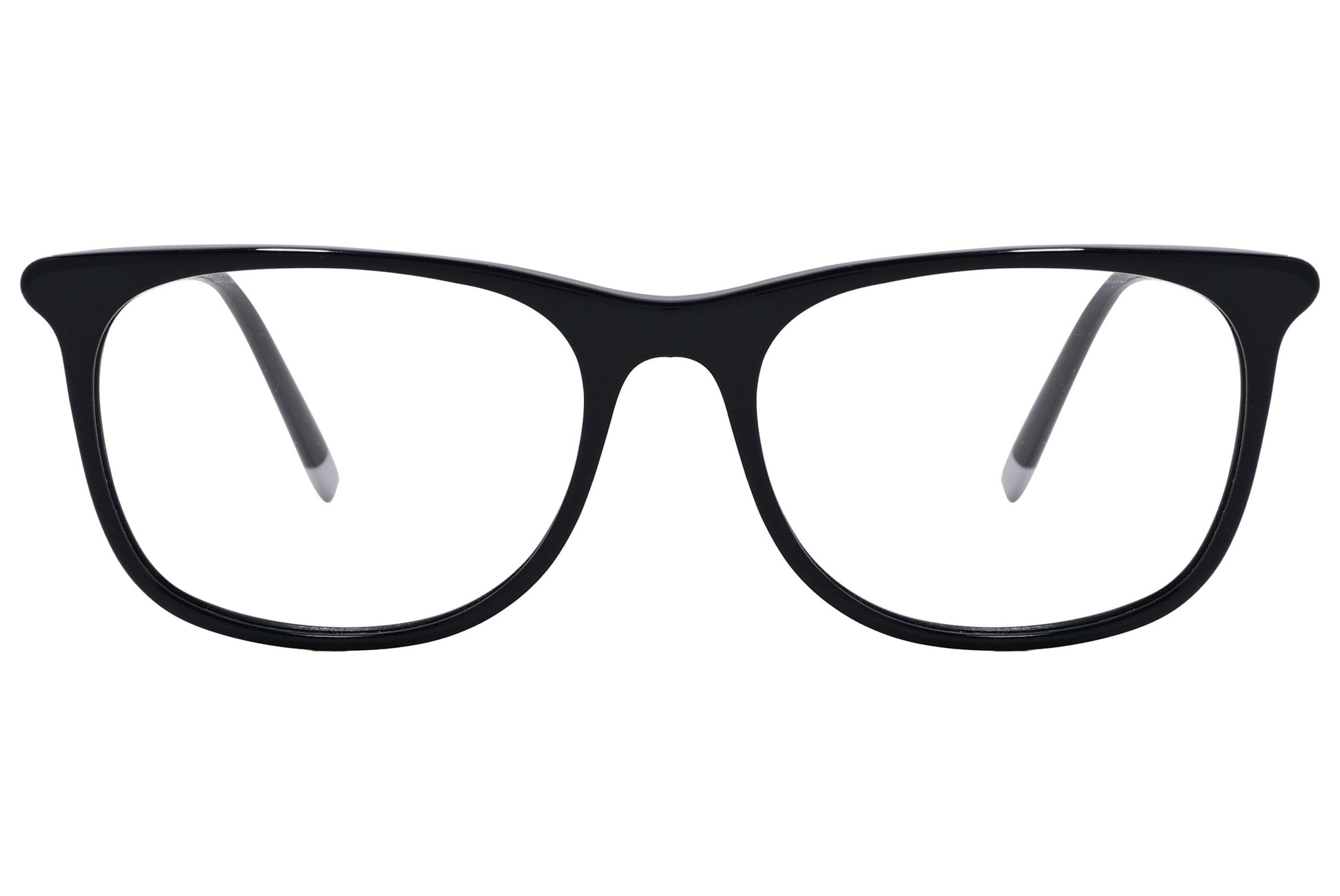 Calvin Klein Rectangle Black Eyeglasses Frame Viewed From Front Angle.