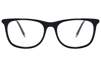 Calvin Klein Rectangle Black Eyeglasses Frame Viewed From Front Angle.