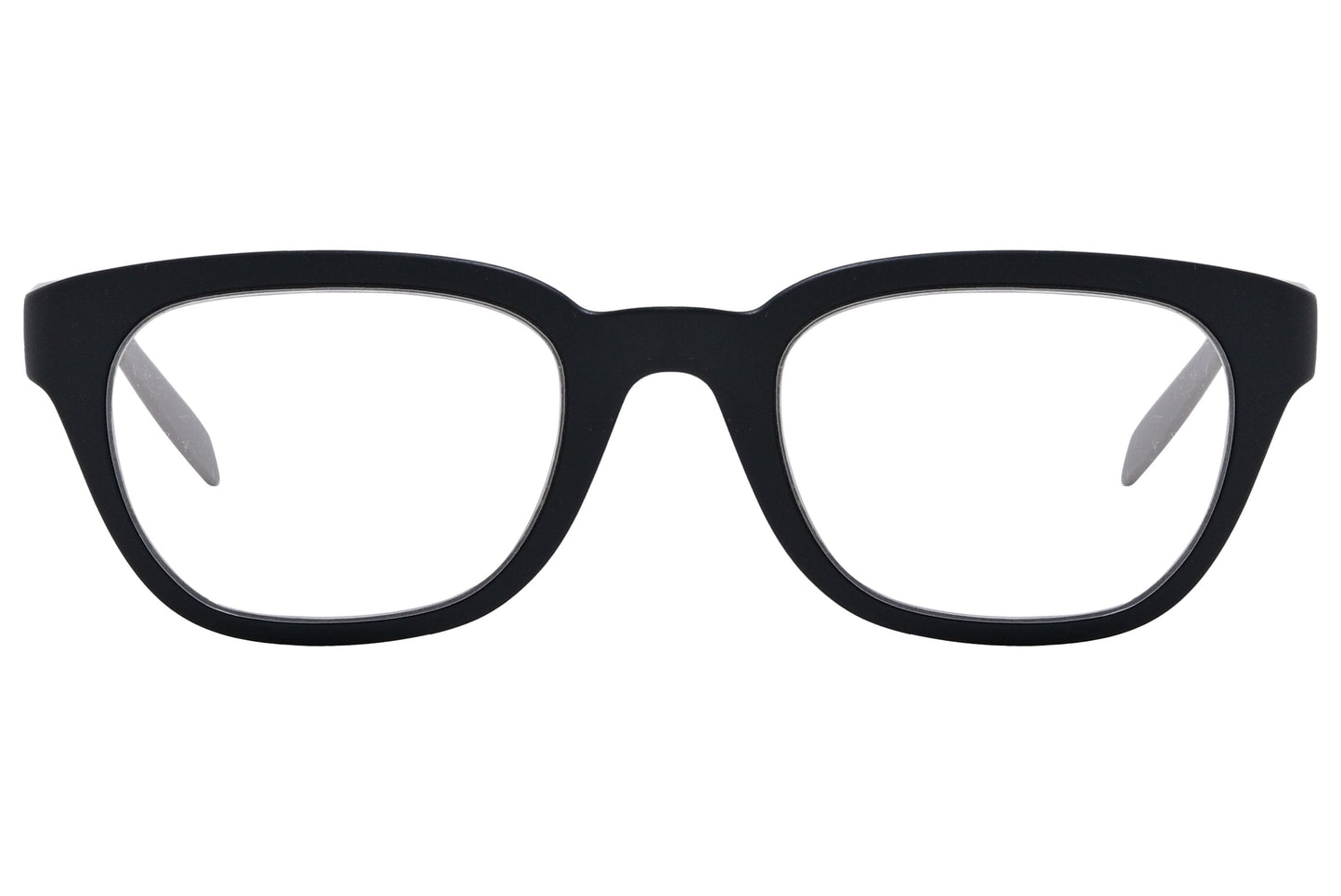 Calvin Klein Rectangle Gray Eyeglasses Frame Viewed From Front Angle.