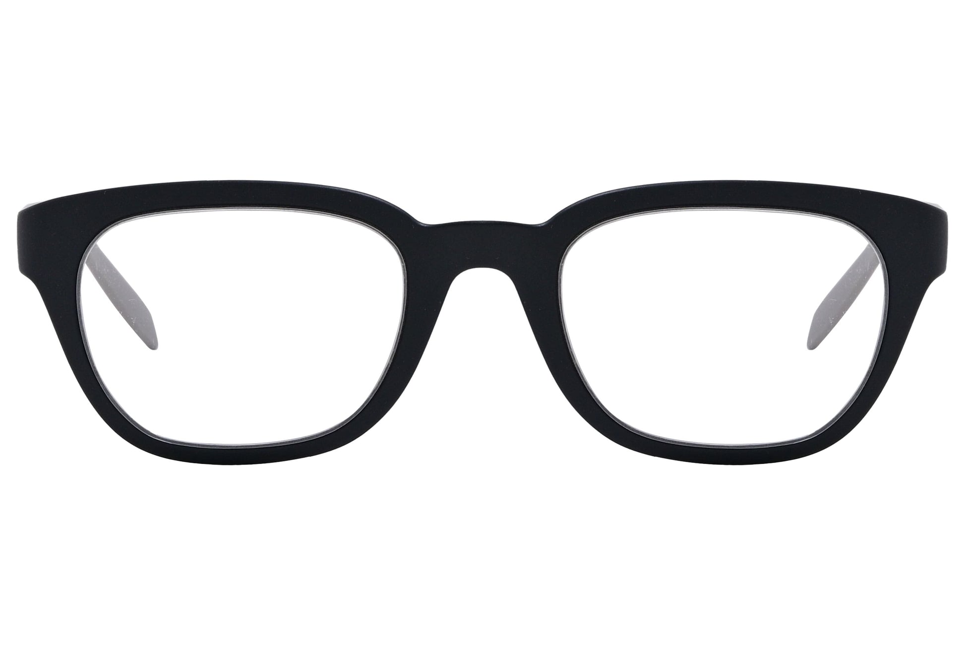 Calvin Klein Rectangle Gray Eyeglasses Frame Viewed From Front Angle.