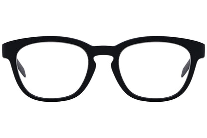 Calvin Klein Square Black Eyeglasses Frame Viewed From Front Angle.