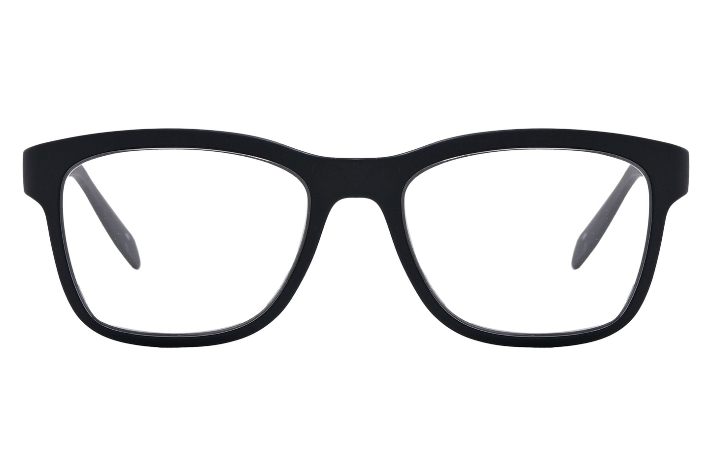 Calvin Klein Wayfarer Black Eyeglasses Frame Viewed From Front Angle.