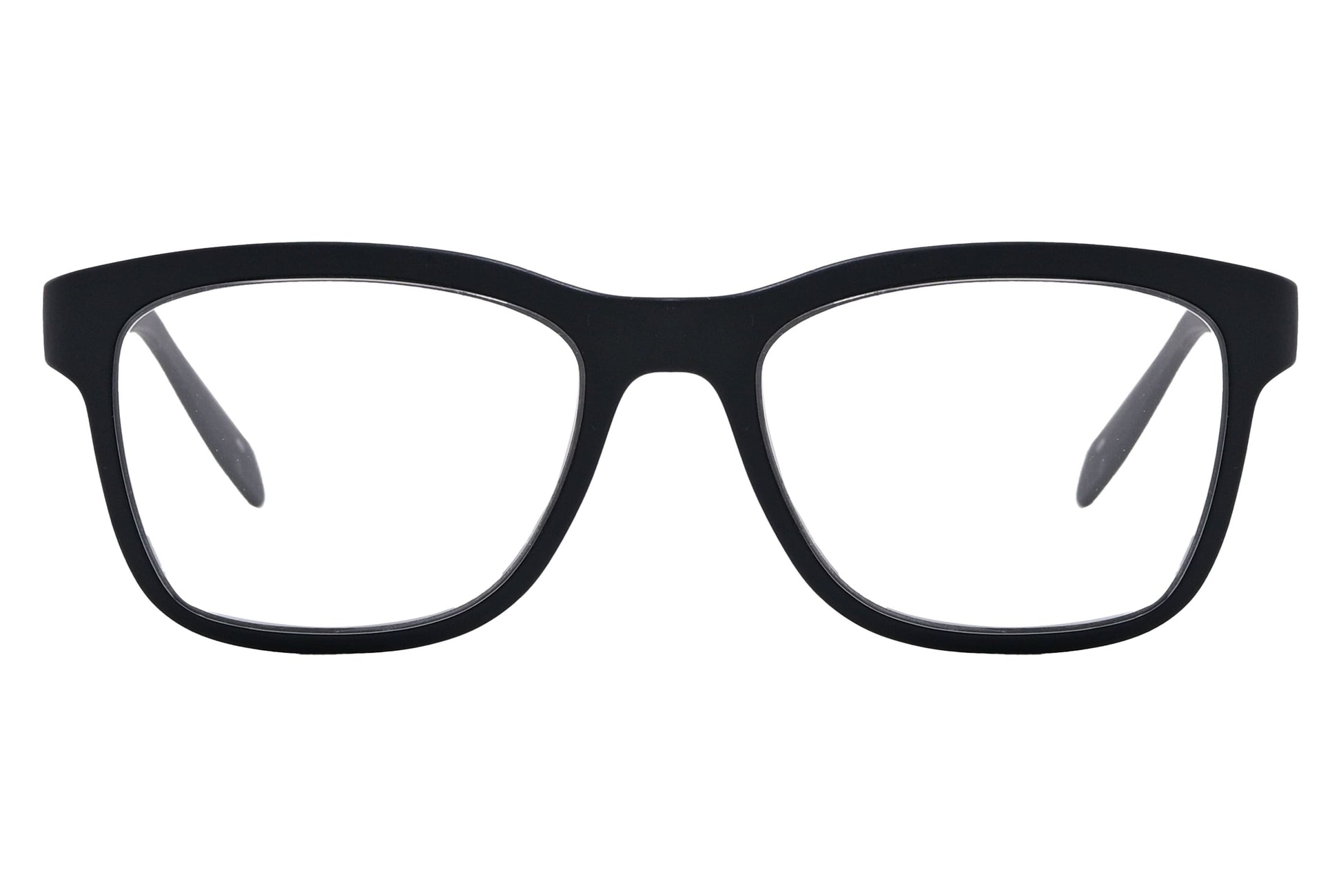 Calvin Klein Wayfarer Black Eyeglasses Frame Viewed From Front Angle.