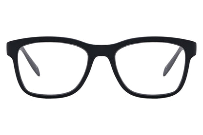 Calvin Klein Wayfarer Black Eyeglasses Frame Viewed From Front Angle.