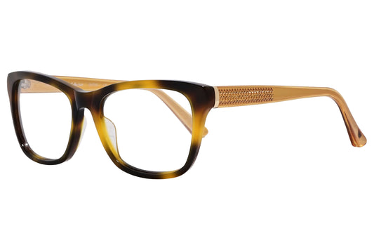 Calvin Klein Wayfarer Tortoise Eyeglasses Frame Viewed From A 45-Degree Angle.