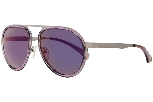 Calvin Klein Jeans Purple Color Aviator Sunglasses Viewed From A 45-Degree Angle.