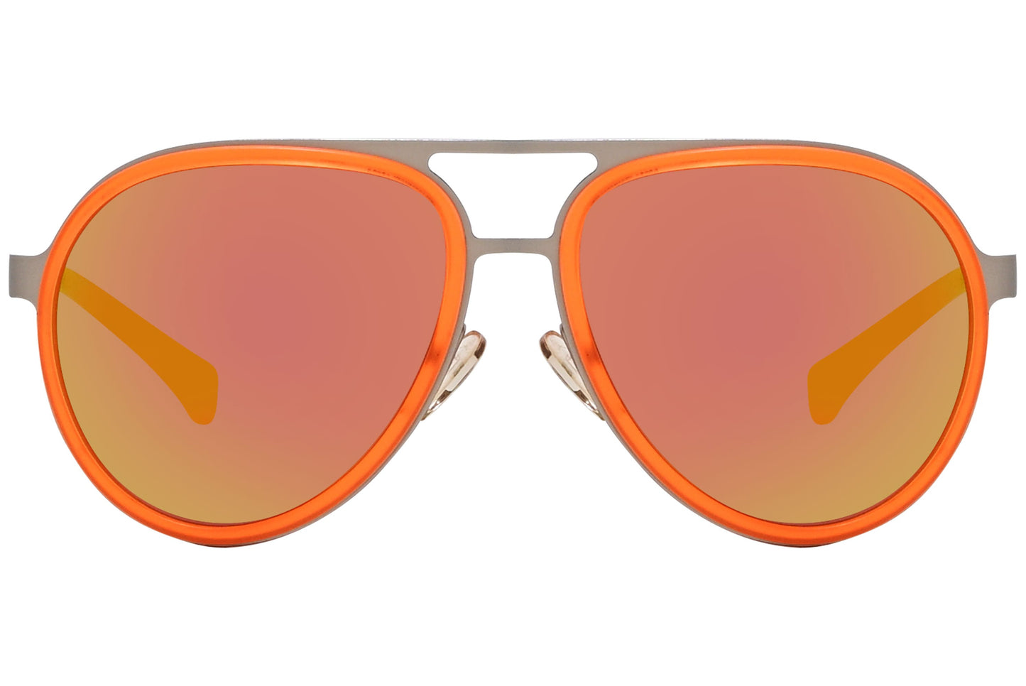 Calvin Klein Jeans Orange Color Aviator Sunglasses Viewed From Front Angle.