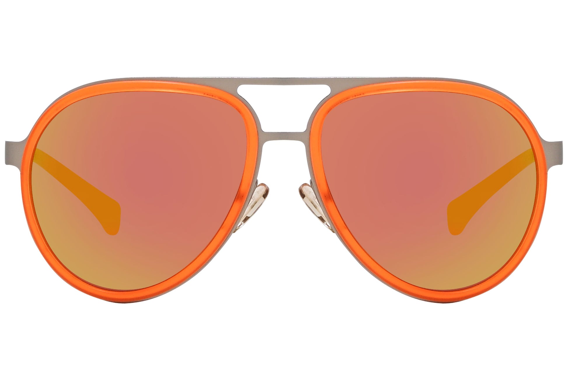 Calvin Klein Jeans Orange Color Aviator Sunglasses Viewed From Front Angle.