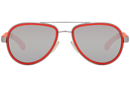 Calvin Klein Jeans Orange Color Aviator Sunglasses Viewed From Front Angle.