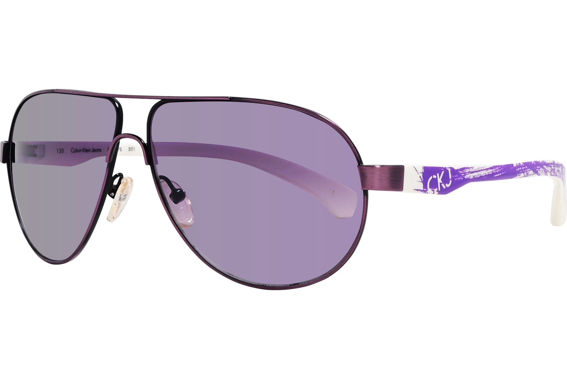 Calvin Klein Purple Color Aviator Sunglasses Viewed From A 45-Degree Angle.