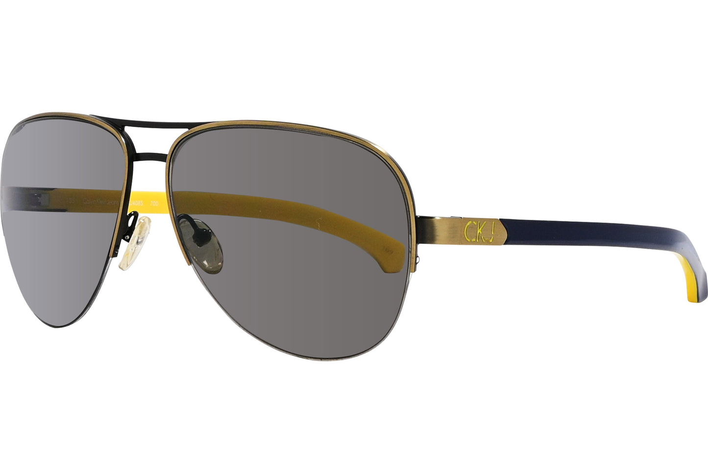 Calvin Klein Yellow Color Aviator Sunglasses Viewed From A 45-Degree Angle.