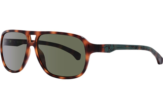 Calvin Klein Tortoise Color Rectangle Sunglasses Viewed From A 45-Degree Angle.