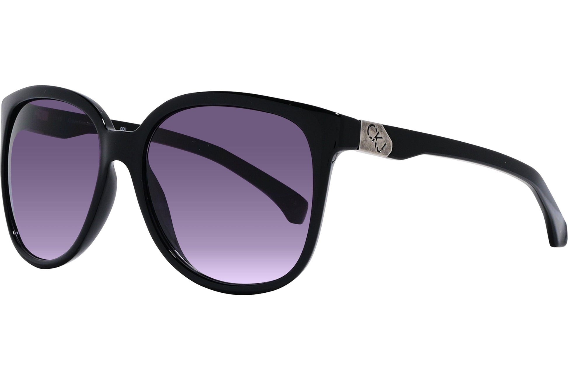 Calvin Klein Black Color Butterfly Sunglasses Viewed From A 45-Degree Angle.